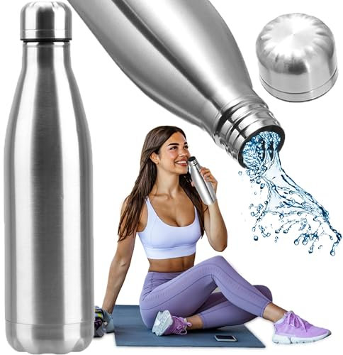 Retoo Edelstahl Wasserflasche, Trinkflasche 500ml Mit Drehverschluss 0,5 Liter, Spülmaschinenfest, Auslaufsichere, Trinkflasche für Sport, Laufen, Fahrrad, Yoga, Schule, Fitness, Outdoor, Camping