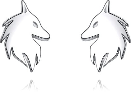 Wolf Ohrringe 925er Sterling Silber Glück Tier Wolf Ohrstecker Schmuck Geschenke für Frauen Mama Mutter Mädchen (Wolf)