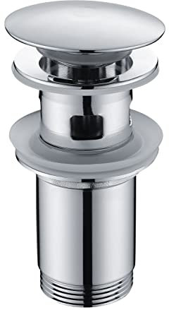 IMEX VCC005 Vanne à Click Clack Convient pour les lavabos et les bids, Drain de lavabo facile à installer Bouchons de vidange universels avec ou sans trop-plein, Pop-Up Chrome Long VCC005