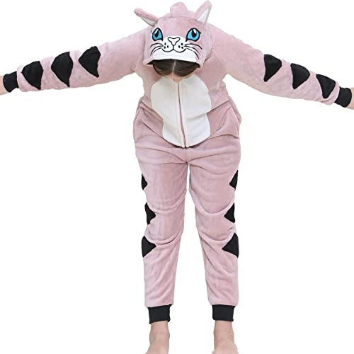 A2Z 4 Kids Animal Onesie for Kids Girls Boys Super Soft Costume Onesie - E.S Cat Dusty Pink 13
