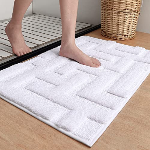 Color G Badteppich rutschfeste Waschbar, Weichen Mikrofasern Badezimmerteppich Absorbierende Badematte rutschfest Maschinen Waschbar Badvorleger für Dusche, Badezimmer, Badewanne - Weiß, 60x90cm
