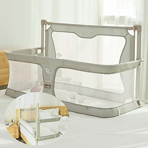 3 in 1 babybett,120x50cm,Babywiege,baby beistellbett,laufstall babybett,baby bett,Höhenverstellbares, beistellbett baby boxspringbett,mit Zubehör,baby laufstall, der auf das Bett gestellt werden kann