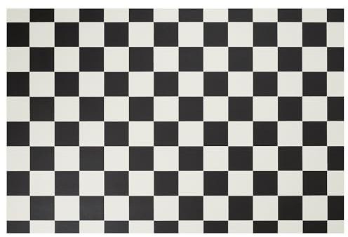 Misento PVC Bodenbelag Schachbrettmuster Fliesenoptik Boden Fußboden mit Gesamtdicke von 2,8mm und Nutzschicht 0,2 mm 200 x 550 cm Schwarz-weiß