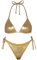 Ella Lust Metallic-Bikini für Damen - Silberner Badeanzug, hoch taillierter Tanga-Unterteil mit seitlichen Bändern, Triangel-Oberteil, glänzender Badeanzug(Gold,M,1026r)