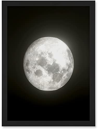 Artery8 Lunar Phases Full Moon Space Astronomy Artwork Framed Wall Art Print A4