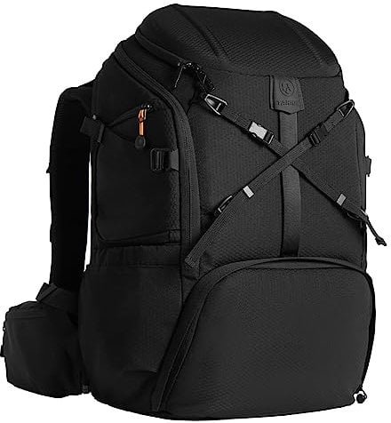 TARION Professional Large Camera Backpack - 2-in-1 Hiking Camera Bag Outdoor Photography Rucksack with Versatile Extensions Hard-shell Top Quick Access Waterproof Cover DLSR Photo Bag Hexagon XL Black