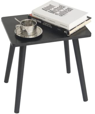 AWASEN Side Table, Small Black End Table for Living Room Bedroom Office Small Spaces, Modern Accent Side Table Nightstand with Solid Wood, Easy Assembly, (Black)