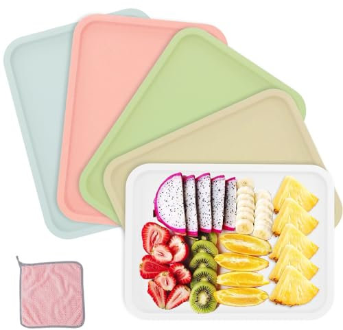 Kunststoff Serviertablett, 5 St¨¹ck Klein 30.5 * 23cm Serviertabletts, Rechteckig Kunststoff Tablett, Servierplatten Fast Food Tablett f¨¹r K¨¹Che Esszimmer Restaurant Schule CAF¨¦ (5 Farben)