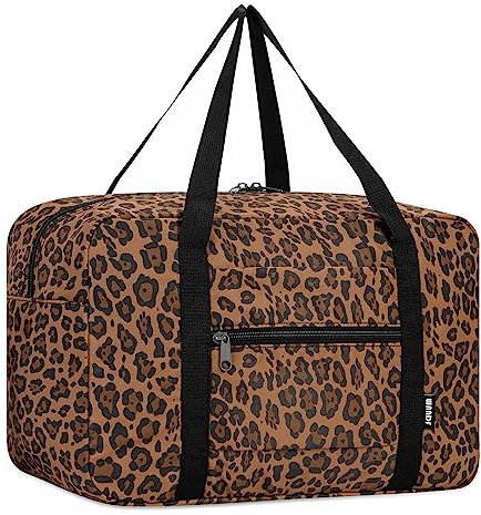 Ryanair Handgepäck 40x20x25cm Handgepäck Tasche für Flugzeug Reisetasche Klein Faltbare Sporttasche Weekender Handgepäck Koffer für Herren und Damen von WANDF(Brauner Leopard 20L)