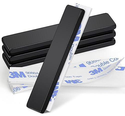 Wukong 50×10×3mm Imanes Neodimio Potentes, 4 Pezzi Imanes Adhesivos Iman Negro, Imanes Pequeños Imanes Neodimio Rectangulares para Cocina, Oficina y Almacén
