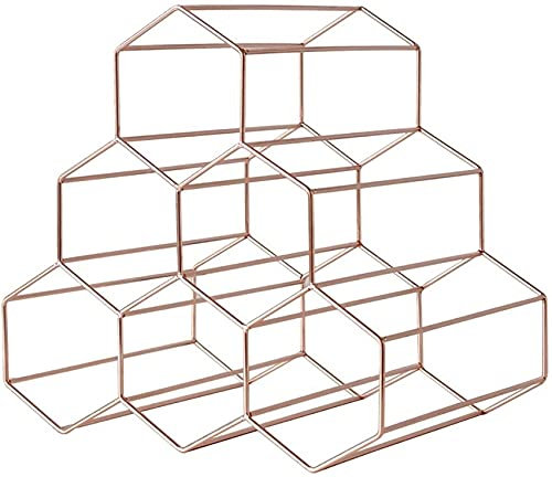 MAKIVI Weinregal aus Eisen für 6 Flaschen (Roségold) (Farbe: Roségold) Marriage