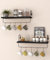Petrala Holz Wandregal Kaffeebar Küchenregal 2er Set, Wandboard mit Handtuchhalter Haken Rustikale Vintage Industrial Design Deko Hängeregale für Badezimmer Wohnzimmer Tassenregal Schwarz