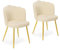 IDMarket - Set mit 2 Stühlen Muschel Adella beige aus Samt mit goldenen Füßen