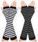 Becellen 2 Paar Lange Armstulpen, Thermo Gestrickte Fingerlose Handschuhe Warm Winterhandschuhe Dehnbar Handstulpen mit Daumenloch Über für Damen Herren
