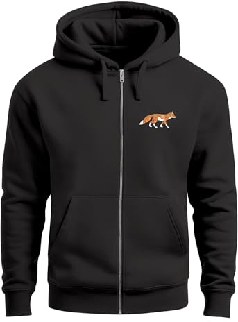 Neverless® Sweatjacke Zip-Hoodie Herren Polygon Print Fuchs Outdoor Geometric Motiv Zipjacke Männer Fashion Streetstyle