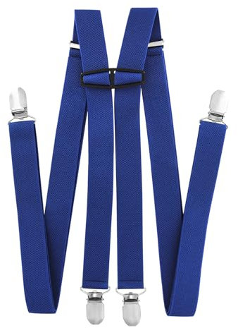 axy Hosenträger für Herren breit 2,5 cm in H-Form mit 4 Hosenträger Clips extra stark längenverstellbar (Blau)