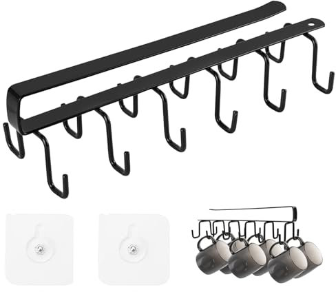QINGHEC 1 Pcs Under Cupboard Mug Holder, Espresso Cup Holder, Mug Hooks Under Shelf 25cm, Under Cabinet Cup Holder, Mug Hanger Under Shelf for Cups Organizer and Kitchen Utensils