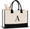 LOKASS Anfänglich Einkaufstasche, Personifizieren Strandtasche Groß Filztaschen Damen Tote Bag, Leinwand Geschenk Tragetasche für Frauen Hochzeit Geburtstag Tasche Strandtasche Einkaufstasche - A