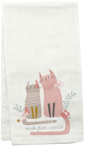 Karma Made from Scratch Tea Towel - 100% Cotton Hand Towels for The Kitchen - Modern Home Decor - Cat