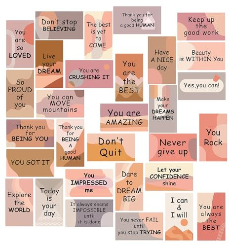 URROMA Englische Motivationskarten, 60 Stück, bunt, inspirierende Grußkarten, positive Bestätigungskarten für Schreibtisch, Schlafzimmer, Klassenzimmer, Arbeitsplatz, Dekoration