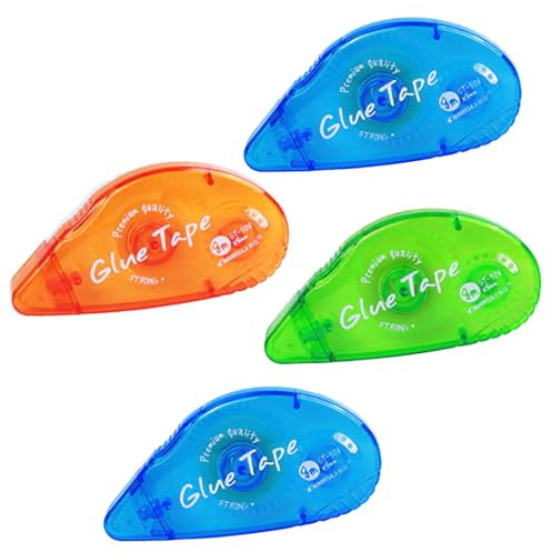 4 Pack Glue Tape Roller, Double Sided Adhesive Glue Roller, 8mm*8m Transparent Tape Pen Dispenser for Journal Scrapbook Photo Album Crafts