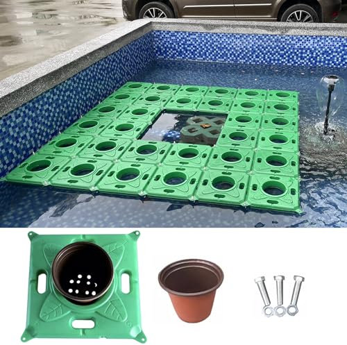 Pflanzkorb Teich Schwimmend Schwimmender Pflanzenkorb für Teichaquarium, Koi -Teich Schwimmender Plastikpflanzer, Teichdekoration Landschaftsbauinsel, Beinhaltet Blumentöpfe und Schrauben ( Color : Pl