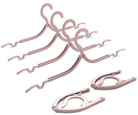 NICEDACK Premium Reisebügel Tragbare Klapp Kleiderbügel Super Bearing Collapsible Hanger Faltbare Kleidertrockner für Reisen, drinnen und draußen (12 Stück, Pink)
