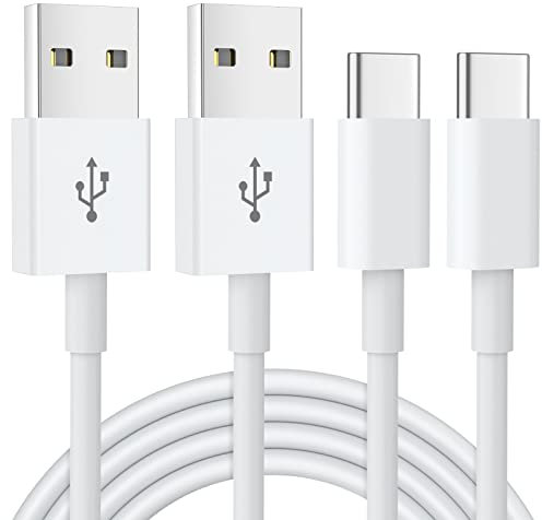 USB C Charger Cable 2Pack 3M Type C Charger Fast Charging Compatible for iPhone 15, Samsung Galaxy S24 S23 S22 S21 Note 10 9 8, Huawei, Google Pixel, Sony Xperia-White