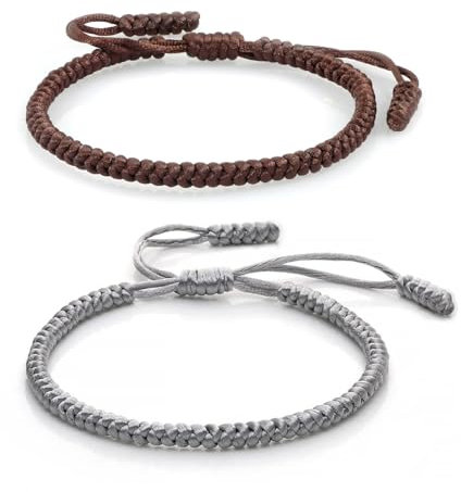 APMGONT Tibetisches Glücksarmband für Frauen & Männe,2 Stück Geflochtenes Freundschaftsarmband,Tibet Stil Glücksband,Einstellbares Handgelenk Armband,Glücksbringer Geschenk (setzen 3)