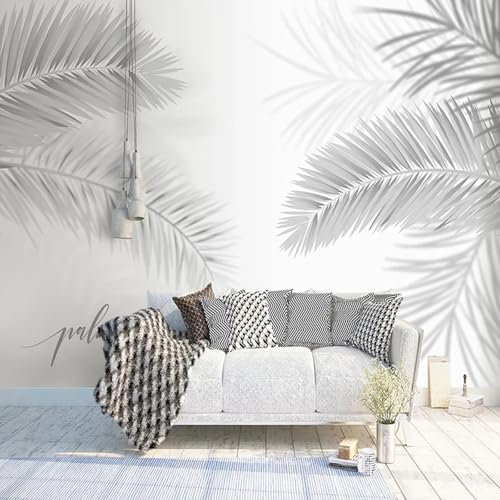 MIXUEXUNLU Papier peint mural 3d moderne, feuilles peintes à la main en noir et blanc, peinture murale artistique, salon, salle à manger, fond de chambre à coucher
