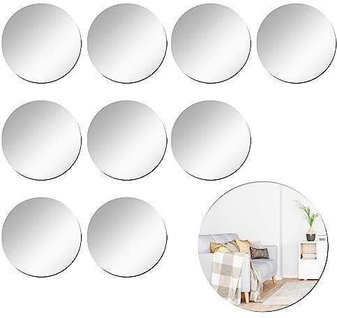 Trendecor Klebespiegel Spiegel 10 Stück Acryl Spiegel Rund Selbstklebend 10cm Abnehmbarer Spiegelfliesen Selbstklebend,DIY Wandspiegel Dekospiegel,für Zuhause,Schlafzimmer,Wohnzimmer,Heimdekoration