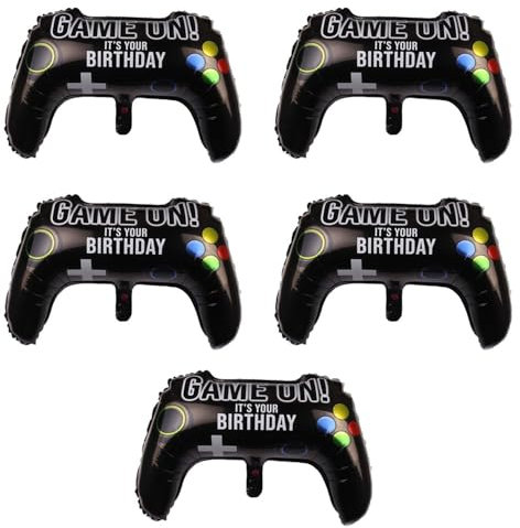 SLAXJNE 5 Stück Game-Controller-Luftballons, Aluminiumfolien-Luftballons, Party-Dekorations-Luftballons, Kreative Form-Luftballons, Jungen-Luftballons, Spielthema-Dekorations-Luftballons