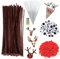 Lrxyfyw 600 Stück Pfeifenputzer Bastel Set,mit Bindebänder Rote Pompons Wackelaugen für Bonbons Kekse, Braune Pfeifenputzer zum Basteln,Pipe Cleaners for Craft Set