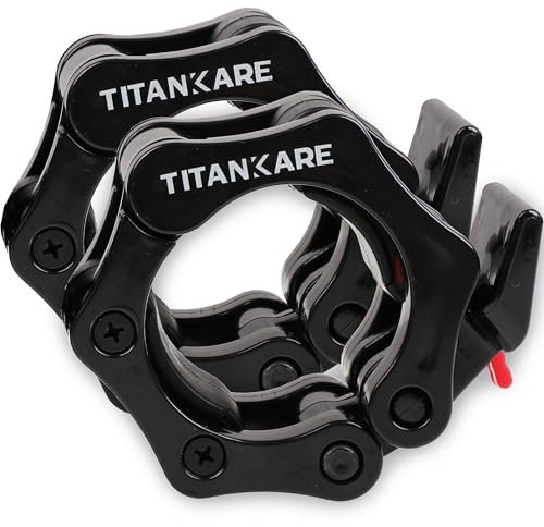 TITANKARE Olympic Barbell Clips & Clamps - 2 Inch Quick Release Bar Clips for Gym & Home Barbell Accessories