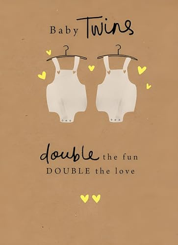 Glückwunschkarte für Zwillinge zur Geburt – Double the Fun, Double the Love – Hergestellt in Großbritannien – umweltfreundlich
