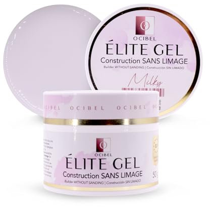 OCIBEL - Élite Gel Construction SANS LIMAGE UV/LED 50 g - Milky pour Manucure, Faux Ongles et Nail Art