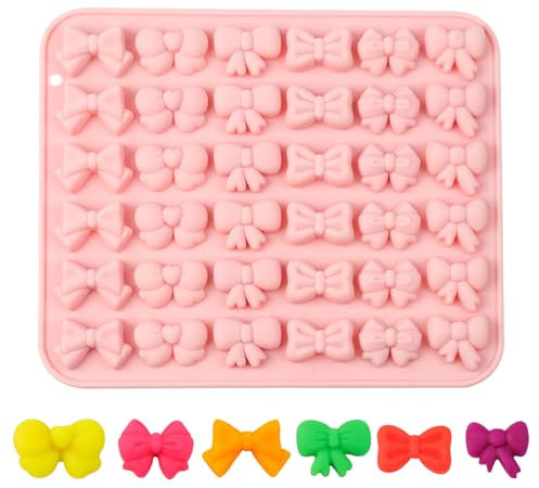 Loghohu Gummy Moulds, Bow Chocolate Moulds Mini Bowknot Shaped Silicone Fondant Mould Bow Mould for Wedding Birthday Party Dessert Cake Supplies Baking DIY
