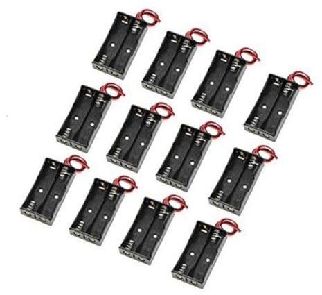 SECFOU 12 Stück Aa Batteriefach Mit Kabeln Stabilem Schwarzem Kunststoffgehäuse Integriertem Kontaktschalter Flexiblen Federn Kompakt Und Langlebig Für Elektronische Geräte Und Heimwerker