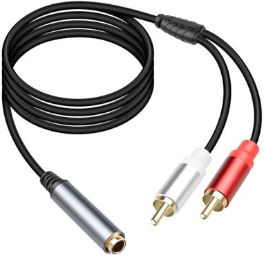 RIIEYOCA 6.35mm to 2 RCA Splitter Audio Cable,1/4 inch TRS Stereo Jack Female to Dual RCA Male Plug Cable for Sound Mixers, Amplifier, AV Receiver (1.8m/5.9ft)