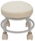 Niedriger Hocker mit Lenkrollen, Runder Sitzhocker aus PU-Leder mit Rollen für Garage, Zuhause, Büro, Geschäft, Beige