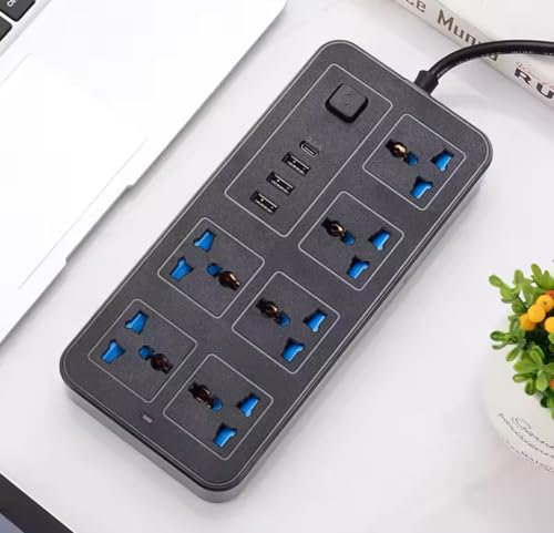 Regleta eléctrica, USB C, universal, enchufes EU/US/UK, cable de 1,8 m