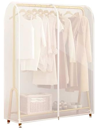 JLLEIZYZ Housse Portant Vetement, Rangement Habits, avec Fermeture éclair en Métal, Convient aux Manteaux, Vestes, Chemises, Etc(White,100x50x150cm 9x20x59in)