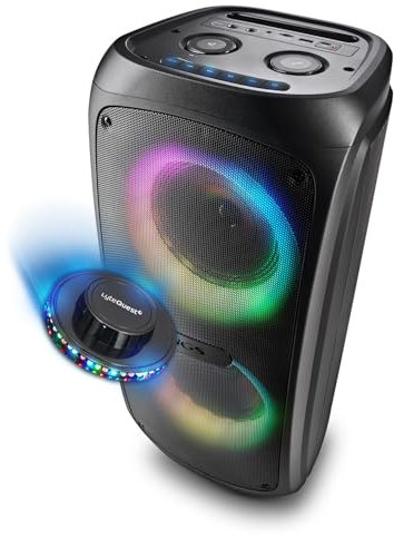 Enceinte Active sur Batterie WILDTEMPER - 200W, Bluetooth USB, 2 Entrées Micros Karaoké, Jeu de lumière LED RVB, Fonction TWS
