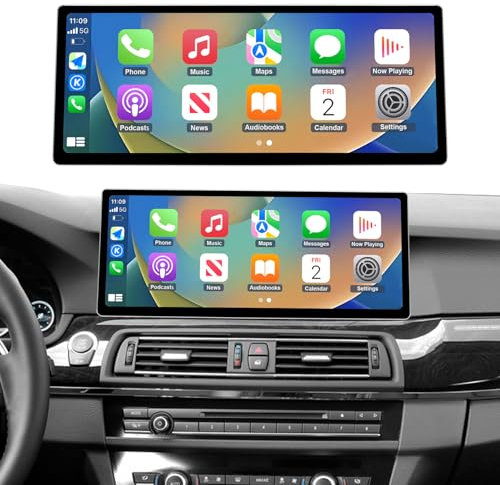 Road Top CarPlay Bildschirm, 12,3 Zoll Autoradio Stereo für BMW 5er F10/F11 mit NBT System(2012-2016 Jahr), Autoradio mit schmaler Blende für CarPlay/Android Auto/MirrorLink