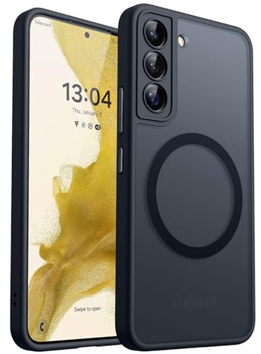 CANSHN für Samsung Galaxy S22 Hülle mit Kameraschutz, Matt Schwarz