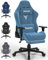 bigzzia Gaming Chair, Video Game Chair with Footrest, Abrasion-resistant velour Computer Seat, 3D Armrests PC Seat for Adults Light Blue