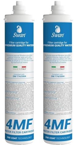 Swan Filtro a baionetta 4MF Carbone Attivo Filtrazione a 0.5 Micron Compatibile con Everpure 4C, compatibile con BWT Bewapure HQ M CONFEZIONE 2 PEZZI
