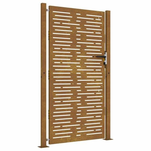 Portail de jardin en acier Corten 105 x 180 cm – Design carré pour jardin et allée, durable et résistant aux intempéries, brise-vue moderne