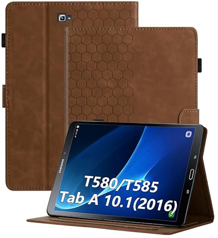 Cicili Funda para Samsung Galaxy Tab A 10.1 pulgadas 2016 (SM-T580/T585), funda con tapa para Samsung Galaxy Tab A 10.1 2016 Tablet Folio Funda con función atril Funda de piel sintética - Marrón