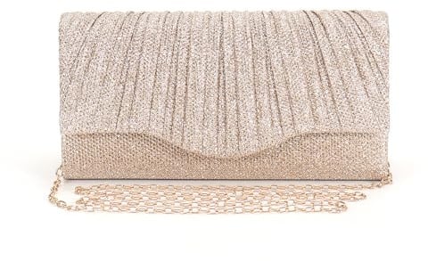 XFSRG Clutch Damen Glitzer Envelope Elegant Kettentasche Handtasche Abendtasche mit Abnehmbarer Kette für Hochzeit Party Cocktail